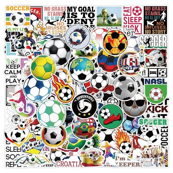 10-50-100Pcs-set New Soccer Sticker Football Sport Stickers Graffiti Stickers for DIY Luggage Laptop Skateboard Motorcycle Bicycle Stickers