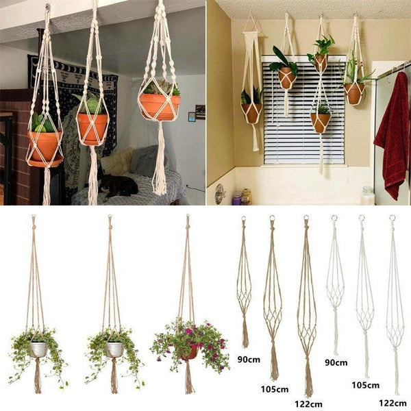 Home Garden Supplies Handmade Plant Hanger Balcony Hanging Decoration Flower Pots Holder Knotted Lifting Rope