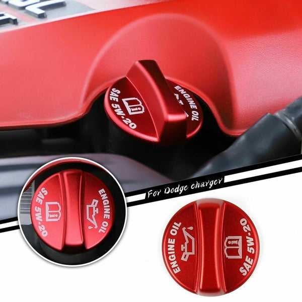 Car Fuel Oil Decoration Cover Trim Engine Oil Tank Door Cap for Dodge Challenger Charger 2009+- Chrysler 300C 2012+Aluminium Alloy