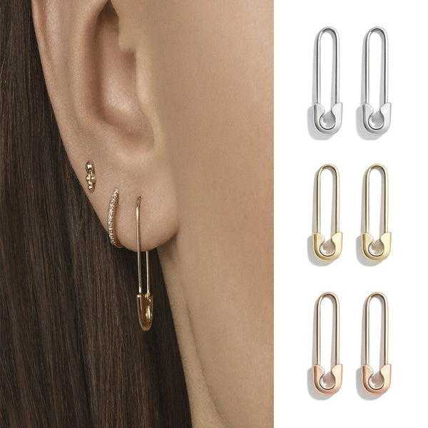 Unique Exquisite Geometric Paper Clip 925 Sterling Silver Hoop Earrings for Women Personality Diamond Wedding Engagement Party Banquet Earring