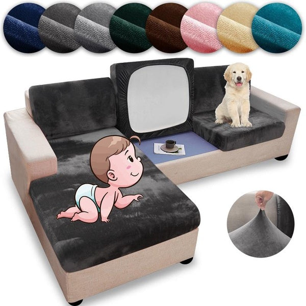 1-2-3 Seater Sofa Covers Velvet Couch Covers for Cushion Couch Stretch Sofa Slipcover with Individual Seat Cushion Covers Elastic Furniture Protector
