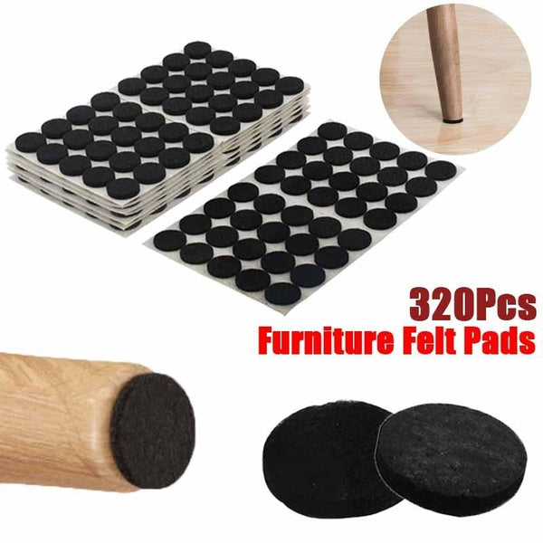 Cabinet Legs Round Self Adhesive Surface Protection Furniture Felt Pads Mats Black 15mm Dia 320pcs