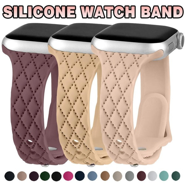 Silicone Band for SmartWatch Ultra 2-Ultra 49mm 9 8 7 41mm 45mm 44mm 40mm 38mm 42mm 44mm Slim Engraved Belt Strap Wristband Watchband Bracelet Access