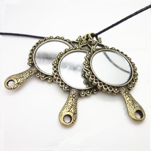 New Fashion 2pcs 58*31.5MM Retro Zinc Alloy Mirror Shape Charms Connectors DIY Jewelry Necklace Accessories