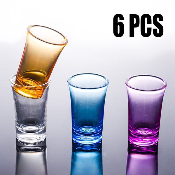 6 Pieces Shots Acrylic Cups Colorful Shot Glasses Heavy Base Shot Glasses for Whiskey Spirits and Liquors (Blue, Purple, Yellow, Transparent)