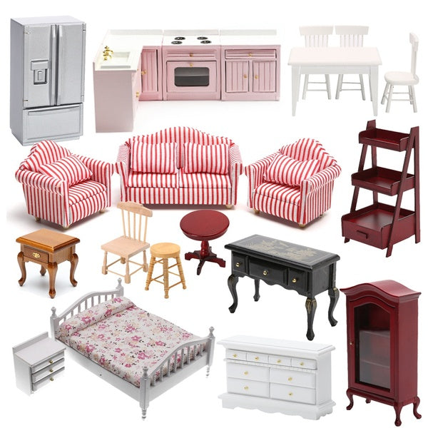 Handmade Simulation Small Sofa Stool Chair Mini Furniture 1-12 Model Toys for Doll House Decoration Dollhouse Miniature Accessories