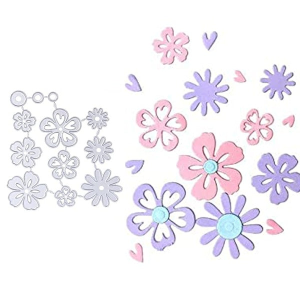12pcs Flower Dies Daisy Metal Cutting Die Cuts DIY Crafts Scrapbook Paper Cards Cutting Dies Cut Stencils for Embossing Card