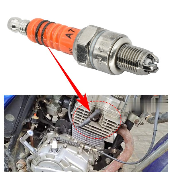 Pour Honda Suzuki Yamaha Kawasaki Peugeot GY6 50cc-125cc moteur horizontal moto ATV Quad Scooter bougie d'allumage 3 électrode A7TC