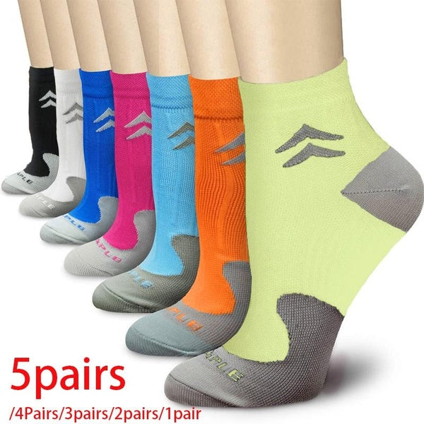 1-2-3-4-5Pairs Compression Socks for Women & Men Circulation 15-20 mmHg is Best for Athletic Running Cycling Walking Standing Pregnant