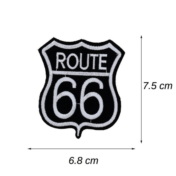 2 pcs Route 66 Logo Patchs Brodés Motif Garniture Fer sur Appliques DIY Motif Artisanat