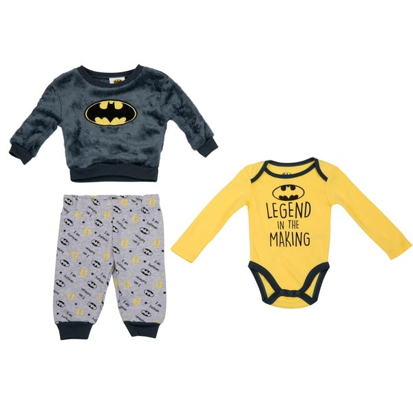 Batman Legend in The Making Infant Boy's 3-Piece Woobie Top Set