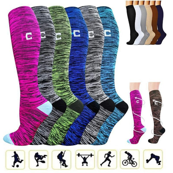1 Pair Compression Socks Women & Men - Best for Running, Nurse,Athletic Sports,Flight Travel, Pregnancy