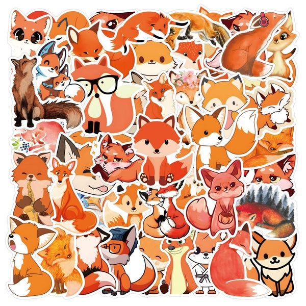 10-60pcs Cute Fox Stickers Aesthetic Stickers Beautiful World for DIY Luggage Laptop Motorcycle Bicycle Stickers