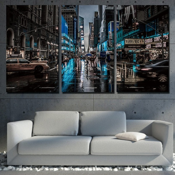 3 Panels Canvas Art New York City Night View Wall Art Painting Canvas Prints Pictures for Living Room Poster Home Decoration