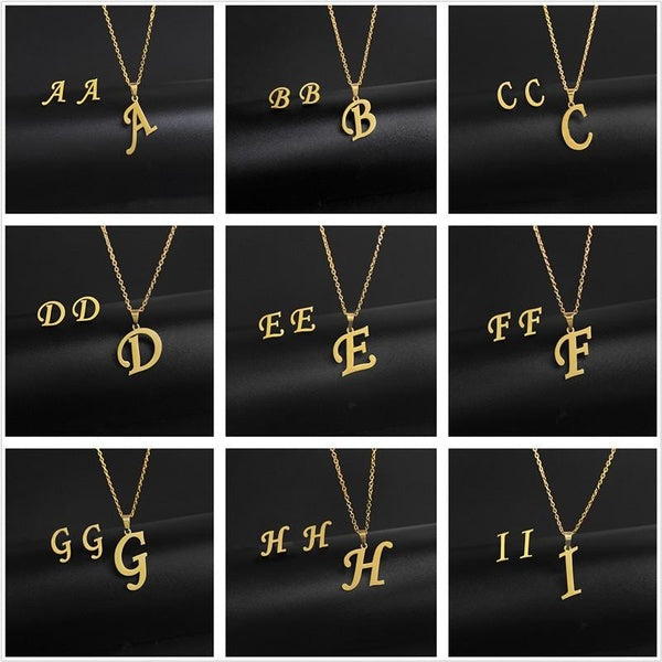 A-Z acier inoxydable charme collier initial et boucles d'oreilles ensembles de bijoux Alphabet pendentif chaîne lettre maman cadeaux livraison direct