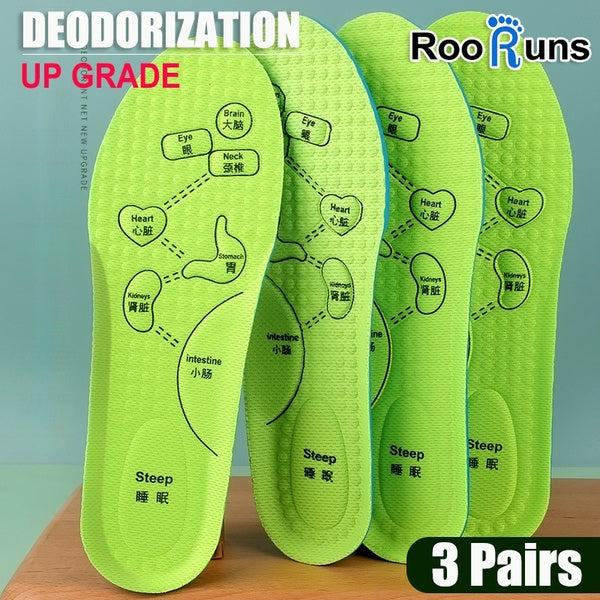 RooRuns Wormwood Déodorant Sport Semelles Élasticité Absorption des Chocs Antidérapantes Respirantes Semelles Intérieures pour Hommes et Femmes (1-3-