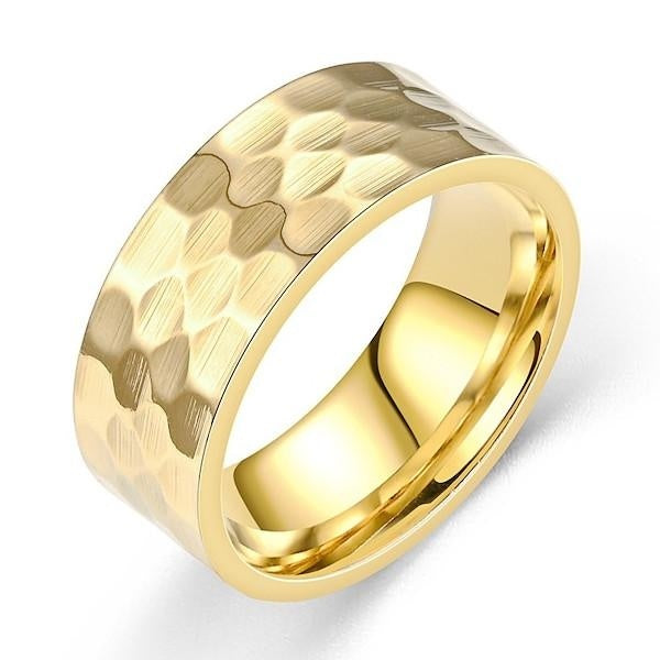 Anneaux créatifs pour hommes femmes anneaux en acier inoxydable à la mode et personnalisés bijoux de conception de motif de fleur martelé pour papa m