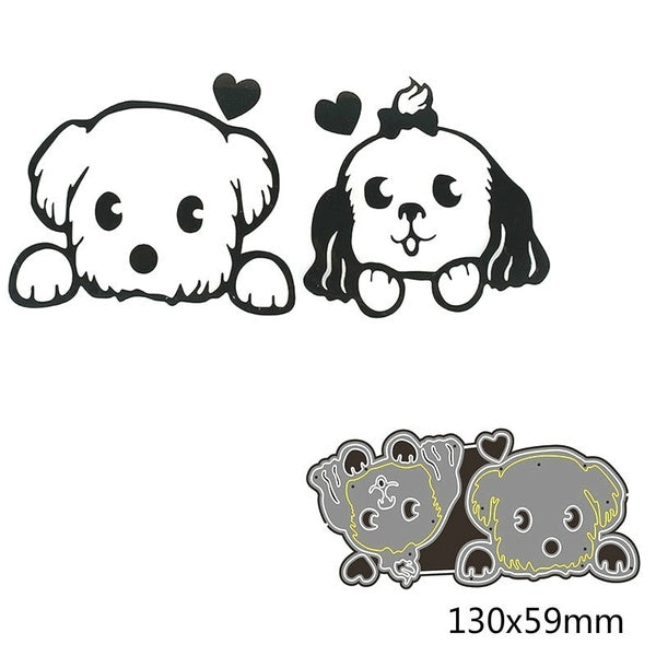 Cute Dogs Metal Cutting Dies Scrapbooking Craft Dies Stencil Album Embossing Card Making Die Cut Dies