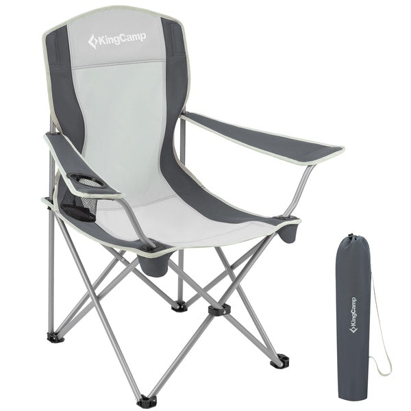 KingCamp Lightweight Folding Outdoor Camping Chair with Cupholder, Black-Grey
