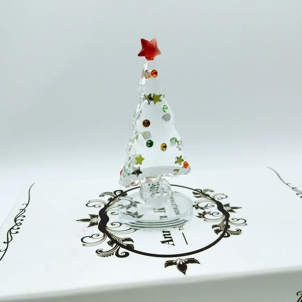 Exquisite Crystal Christmas Trees Paperweight Glass Tree Craft Decoration Xms Gifts