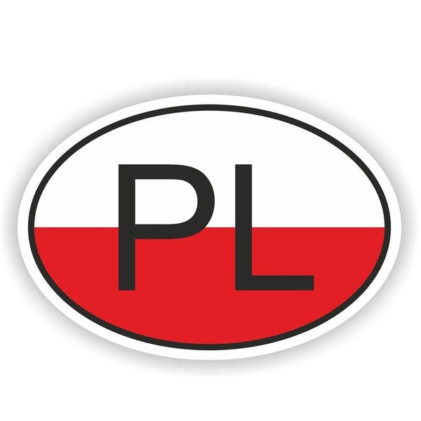 New Brand 15.5CM*10.5CM PL POLAND COUNTRY CODE Car Sticker Oval Decal Car Styling 6-1501