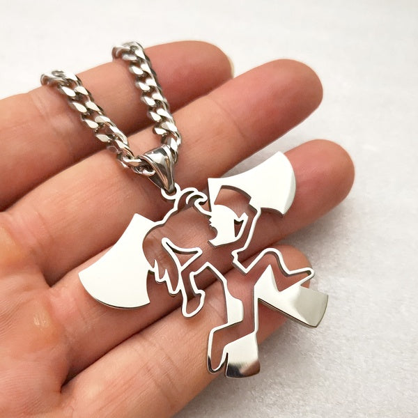 NOUVEAU Hache meurtre double hache juggalette Hatetgirl ICP charme pendentif collier cuba chaîne 18-40 pouces 5mm