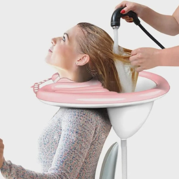 Inflatable Wash Basin with Tube, Portable Shampoo Bowl, Spill-Free Rinsing, Mobile Hair Washing Basin for Bedridden Handicapped