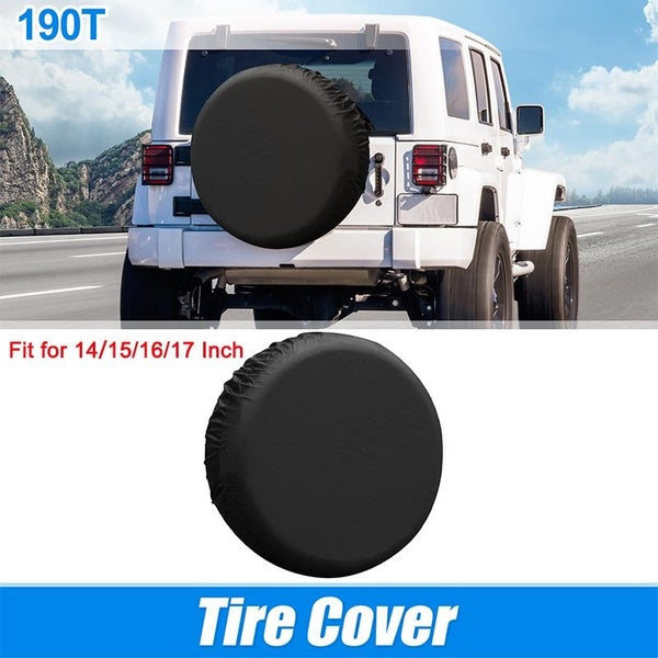 X AUTOHAUX 1Pcs Tire Cover Case Car Spare Tire Cover 190T Polyester Waterproof Dustproof Cover For Jeep Trailer RV SUV Truck Wheel Protection Covers