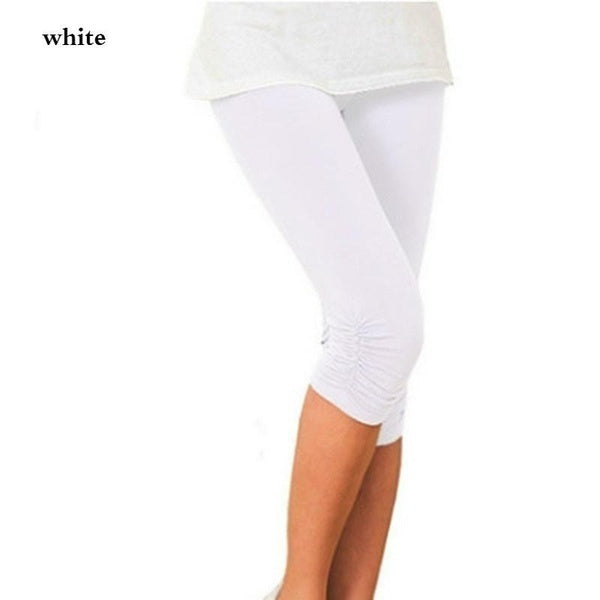 New Women Cropped 3-4 Leggings Stretch Tights Shorts Pants Casaul Slim Capri Pants Candy Color Capris