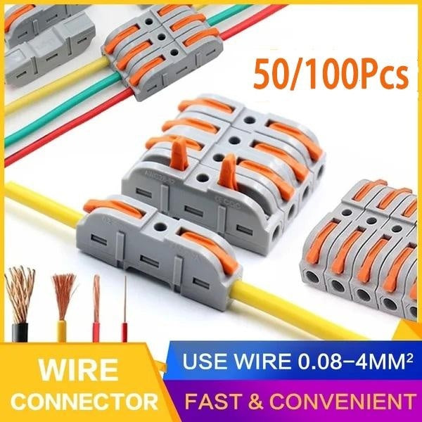 50Pcs - 100Pcs Universal Electrical Wire Connector Push-in Terminal Block Fast Wiring Cable Connectors For Cable Connection