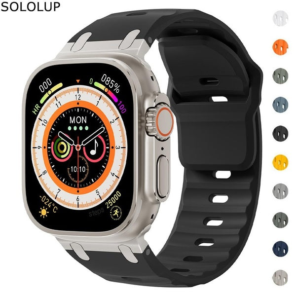 SOLOLUP Silicone Band for SmartWatch Ultra 2-Ultra 49mm 9 8 7 45mm 44mm 42mm Sport Belt Strap Wristband Watchband Bracelet Accessories for Smart Watc