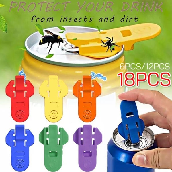 18pcs-12pcs-6pcs Manual Easy Can Opener, Portable Soda Beer Can Opener Beverage Can Top Ring Opener Tool, Leakproof Soda Can Cover Bottle Opener for