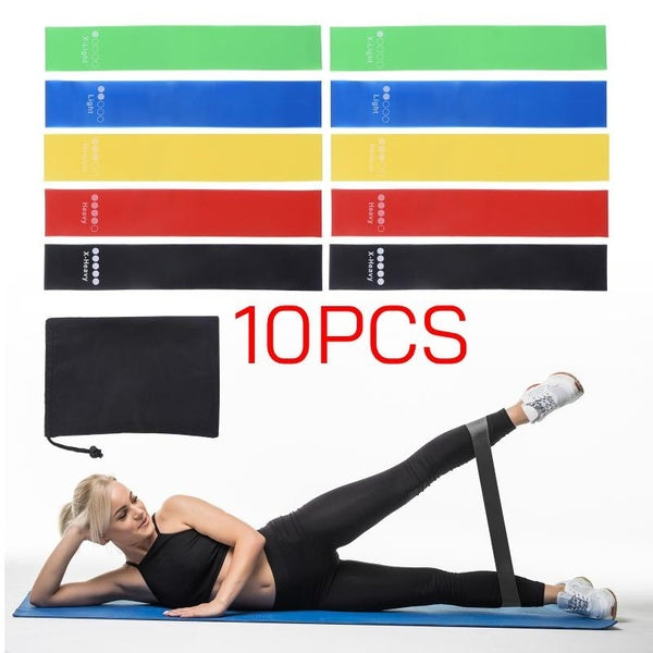 10 pièces bandes de résistance, bandes d'exercice, bandes d'entraînement pour le fitness de tout le corps, les fesses, les jambes, les bras, les étir