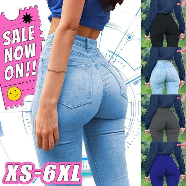 Hot Sale!! Leggings for Women Casual Stretch Skinny Jeans High Waist Denim Pants Slim Fitness Leggings Cowboy Pencil Pants Plus Size XS-6XL