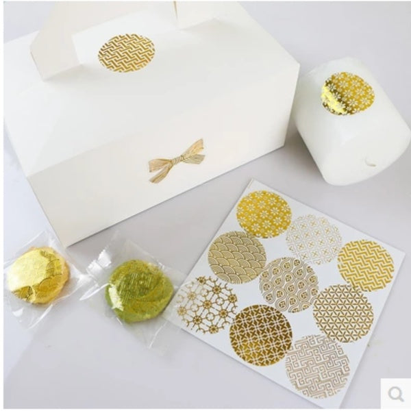 45-90-180pcs Golden Round Bronzing Transparent Sealing Sticker Packaging Sealing Stickers Gift Labels Candy Bags Bottle Boxes Cookies Cookies Sticker