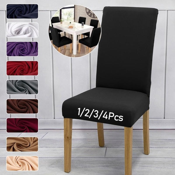 4-3-2-1Pcs Elastic Chair Cover Dining Room Spandex Chair Seat Covers 10 Colors for Choice Universal Size for Kitchen Wedding Banquet