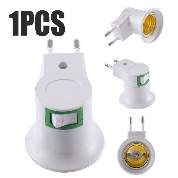Useful 1pc E27 LED Light Lamp Bulbs Socket Base Holder EU Plug Adapter ON-OFF Switch