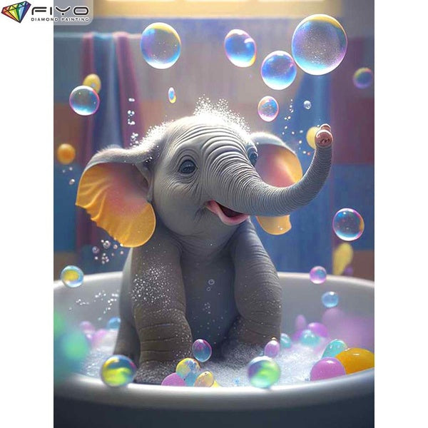 FIYO Elephant DIY 5D Diamond Painting Full Drill with Number Kits Maison et Cuisine Mode Point De Croix Broderie Peintures Toile Photos Décoration Mu