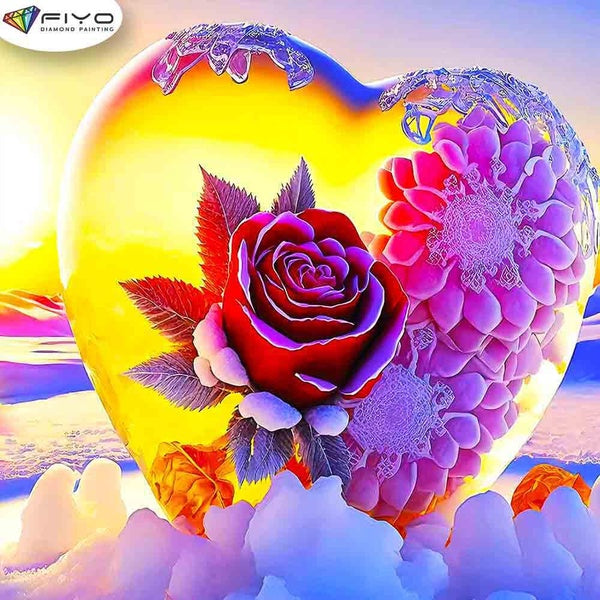 FIYO Roses and Love Diamond Painting Kits For Adults DIY 5D Diamond Mosaic Diamond Painting Home and Kitchen Fashion Canvas Pictures Wall Decoration