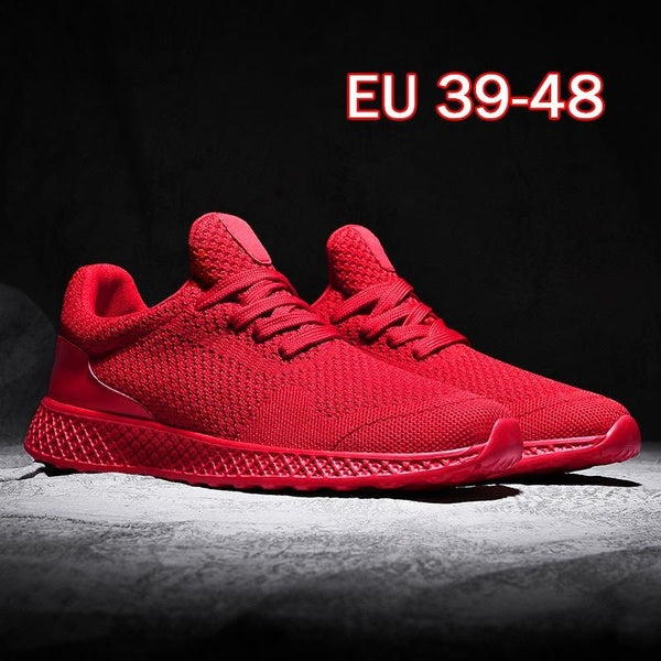 Simple Solid Color Sneakers Ultra Lightweight Running Shoes for Men Breathable Mesh Tennis Shoes Plus Size 39-48