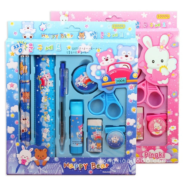 New Gift for Children 9PCS-Pack Stationery Kit Office & School Supplies（2 Colors）