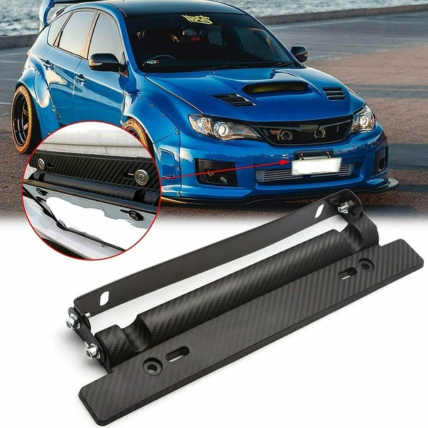 No Drill Carbon Fiber Style Front Adjust License Plate Mount Bracket Relocator Holder JDM Universal
