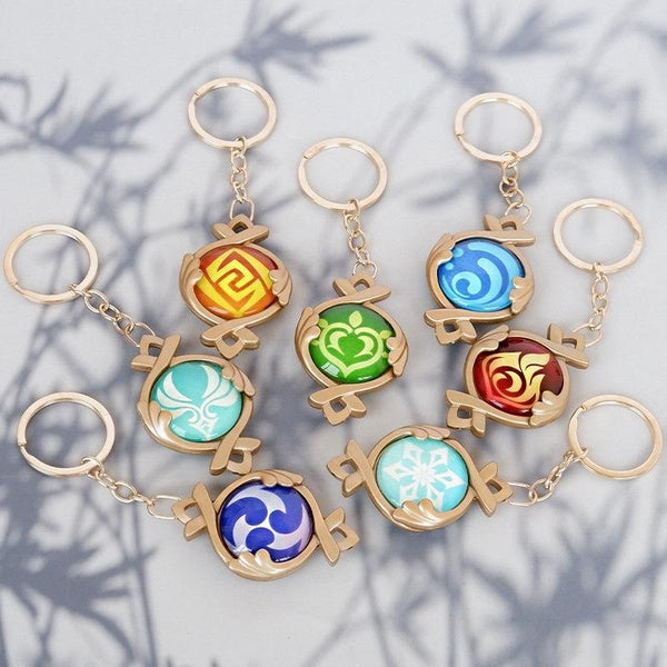 Genshin Impact Gaming Peripherals Visions Metal Noctilucent Accessory Backpack Pendant Keychain