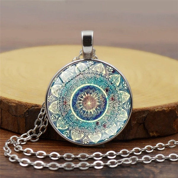 Vintage Necklace Chakra Pendant Jewelry India Yoga Mandala Meditation Necklace for Men Women Gift