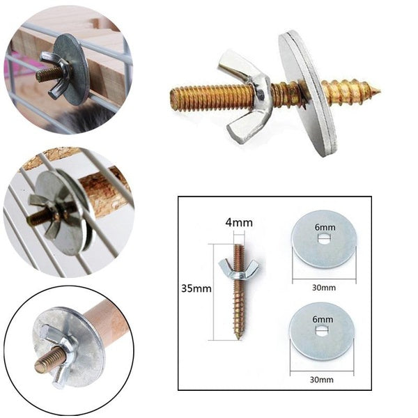 20pcs Bird Cage Screw Perch Stand Holder Screws Fixing Birdcage Parrot Hamster Branches Nuts Platform Hanger Furniture Bolts Supplies