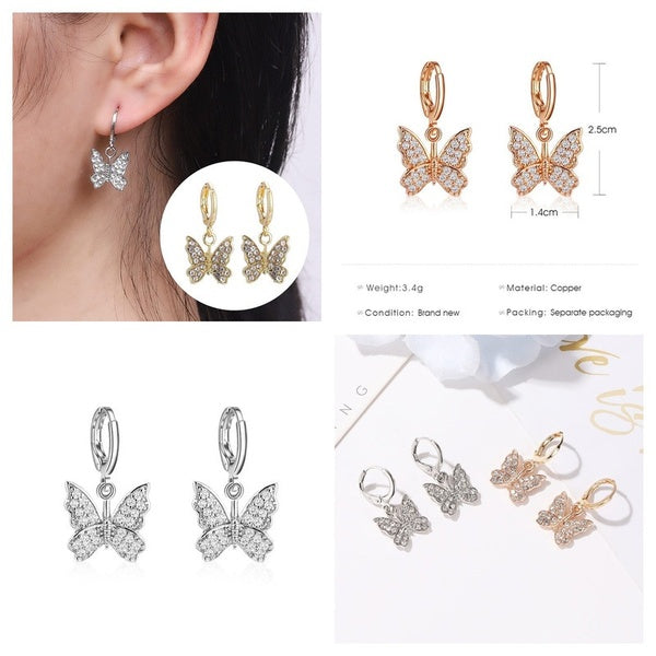 Women Cute Butterfly Earrings Street Style Drop Earrings Korean Fashion Earrings Jewelry Butterfly Shape Stud Earrings Jewellery Gift for Women
