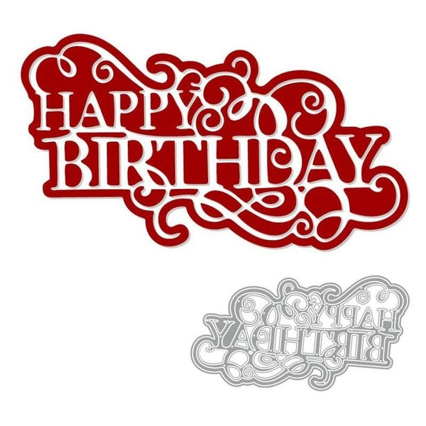 Happy Birthday Letter Metal Stencil Embossing Cutting Dies for Diy Scrapbooking Paper Stamps for Card Embossing Craft Decor