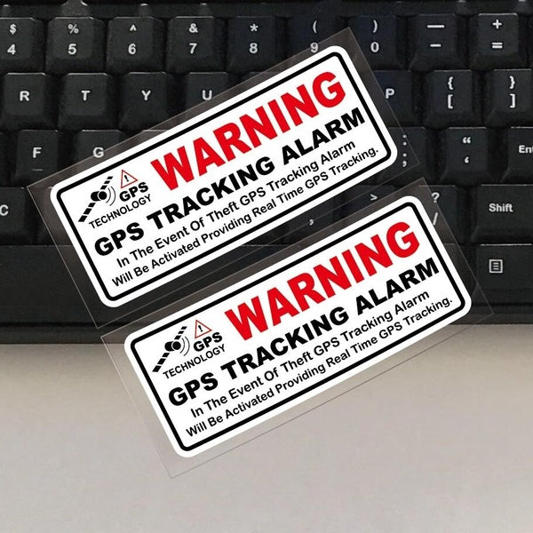 New Fashion 2pcs Car Sticker WARNING GPS TRACKING ALARM Truck Auto Motor Sticker Decals 11cmx4cm Anti-theft Car Stickers