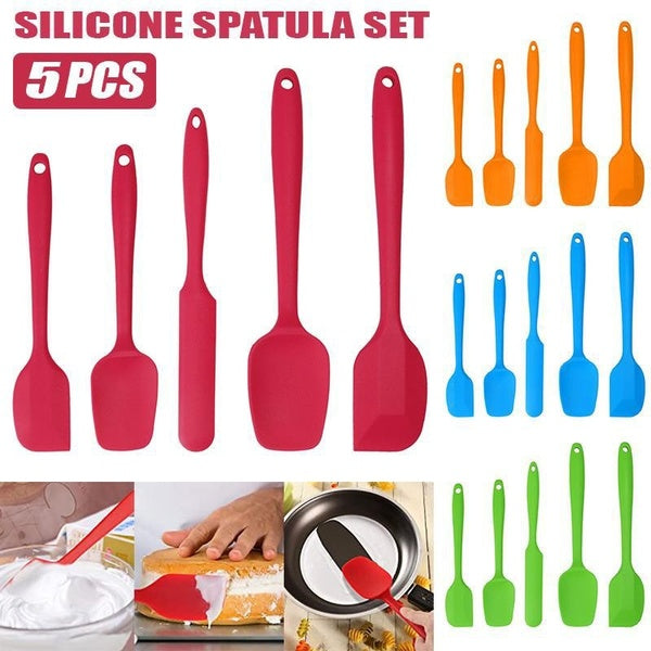 5Pcs-set Silicone Turner Spatula Jar Spatula Set, Heat Resistant Silicone Spatula Set For Nonstick Cookware, Silicone Kitchenware Set For Cooking Bak