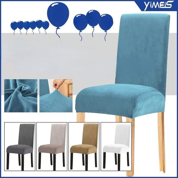 Trending Fashion 1-2-4-6 Pcs Stretch Dining Room Chair Cover Furniture Protector Covers Velvet Removable Washable Elastic Bottom Chair Cover For Hote
